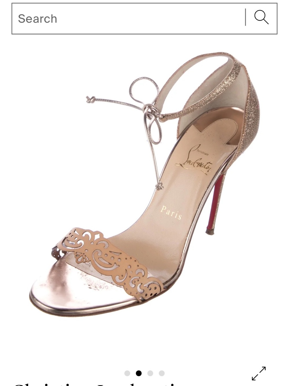 Christian Louboutin Rose Gold Metallic Laser-Cut Ankle-Tie Pump